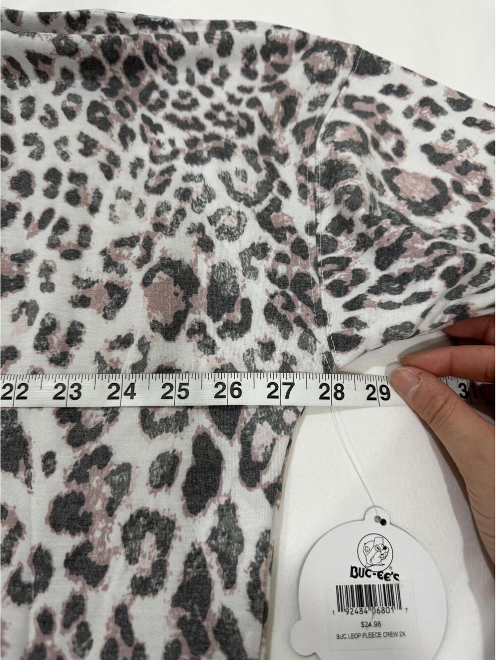 NWT Buc-ee’s Leopard Print Fleece Pullover Gray & Pink Plus 2X Cozy Loungewear - Picture 7 of 9